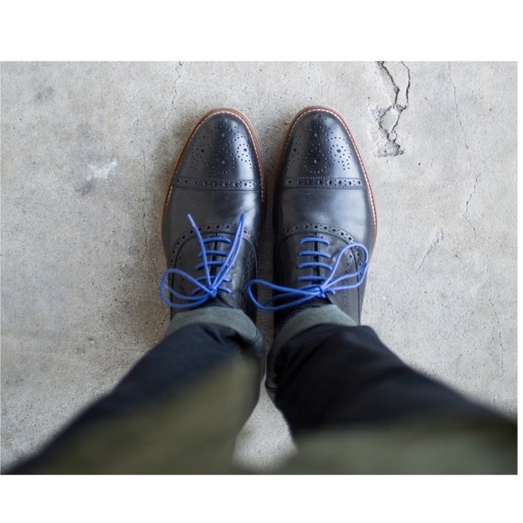 Johnston & Murphy Conard Cap toe Oxford Casual Shoes Black with Blue Lace - Picture 11 of 12